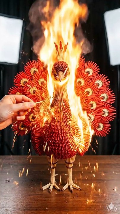 Art of matchstick Peacock burning 🔥