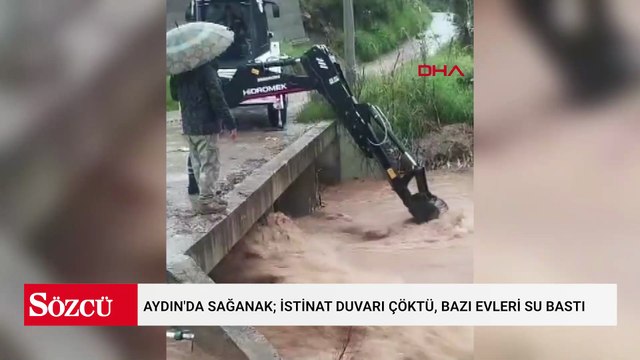 Aydın'da sağanak; istinat duvarı çöktü, bazı evleri su bastı