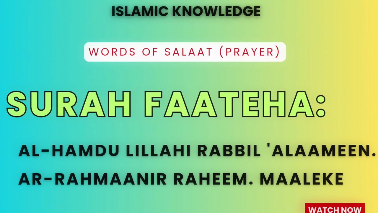 Words of prayer: Surah Faateha