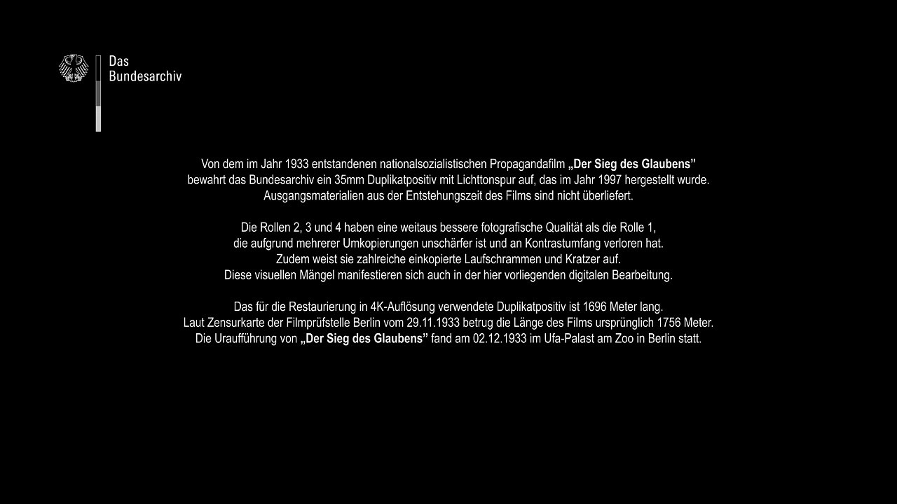 (V. Reichsparteitag der NSDAP) Der Nürnberger Parteitag der Nationalsozialistischen Deutschen Arbeiterpartei Parteitag des Sieges 30. August – 3. September 1933 / Der Sieg des Glaubens – Leni Riefenstahl