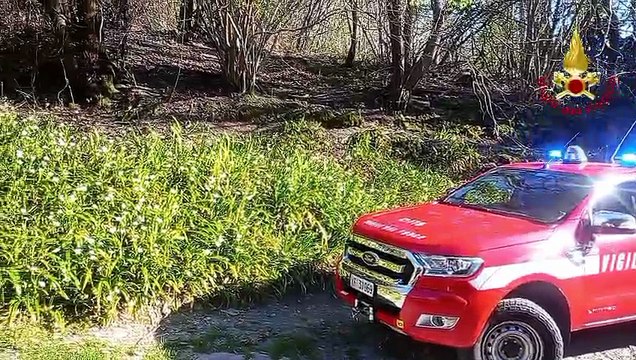Laveno Mombello: bruciano i boschi sulle montagne, vigili del fuoco all'opera