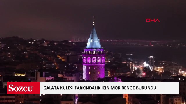 Galata Kulesi farkındalık için mor renge büründü