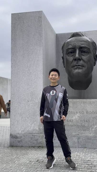 The resident of Octagon, Nelson Wang, visited Franklin D. Roosevelt Four Freedoms State Park on Roosevelt Island. Sun Jing filmed the video on April 4, 2026.