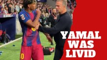 Lamine Yamal was livid after a heated exchange with Hansi Flick