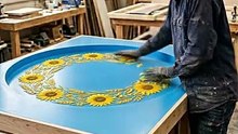 Turning SunFlower Leaf into Stunning Table. SMPC#epoxyresin #tabledecor #viral
