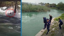 Mersin'de Berdan Çayı'na atlayan genç, suda kayboldu; ağaç dalına tutunmaya çalıştığı anlar ortaya çıktı