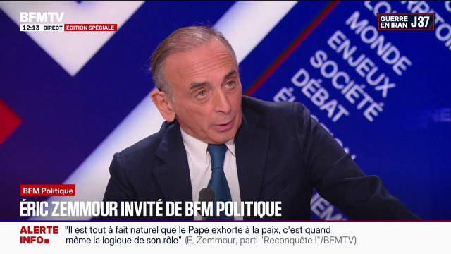 Je l'ai entendu dire 'on ne fait pas la paix par la force mais par le dialogue', je crois exactement le contraire , déclare Éric Zemmour après le discours du pape à l'occasion de Pâques