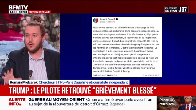 Trump dit que l'aviateur américain secouru en Iran est gravement blessé