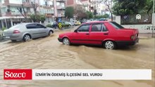 İzmir'in Ödemiş ilçesinde etkili olan sağanak hayatı olumsuz etkiledi
