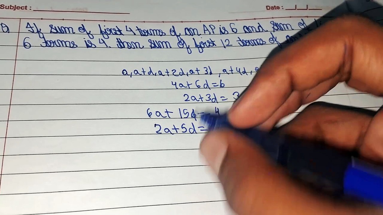 If sum of first 4 terms of an AP is 6 and sum of first of 6 terms is 4 ,then find sum of first 12