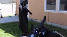 Arkham Knight vs Darth Vader In Real Life Superhero Fight