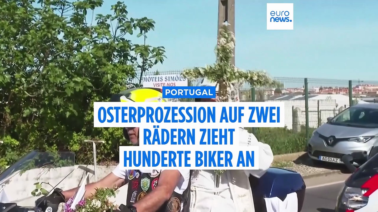 Motorradpfarrer führt osterprozession auf zwei rädern an