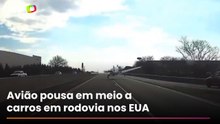Avião faz pouso de emergência em meio a carros em rodovia interestadual nos EUA