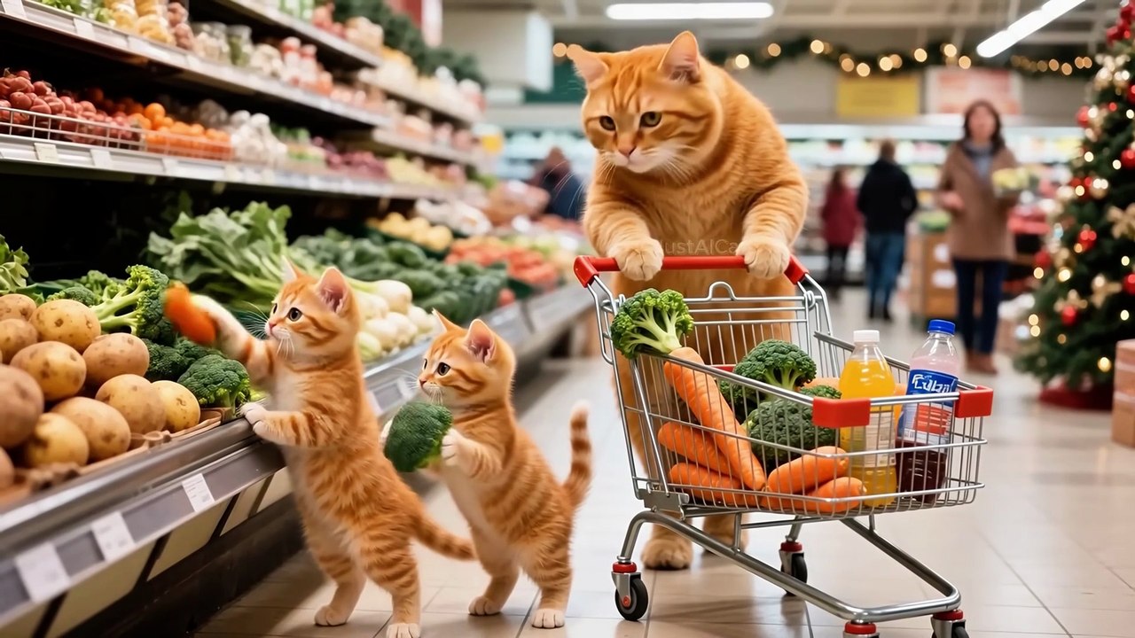 Dad Cat & Kittens Cook Thanksgiving TURKEY!  - Cozy Family Dinner