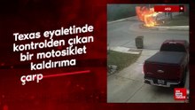 ABD'de kontrolden çıkan bir motosiklet kaldırıma çarpıp patladı