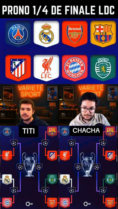 VOICI NOS PRONOS DES QUARTS DE FINALE DE LA LIGUE DES CHAMPIONS ? On aura droit à de magnifiques affiches :PSG ️ Liverpool Barcelone ️ Atletico Real Madrid ️ Bayern Munich Sporting ️ Arsenal