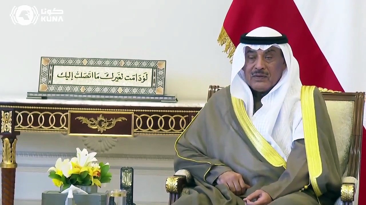 سمو ولي العهد الشيخ صباح خالد الحمد الصباح يستقبل النائب الأول لرئيس مجلس الوزراء ووزير الداخلية الشيخ فهد يوسف سعود الصباح ووزير الدفاع الشيخ عبدالله علي عبدالله السالم الصباح
