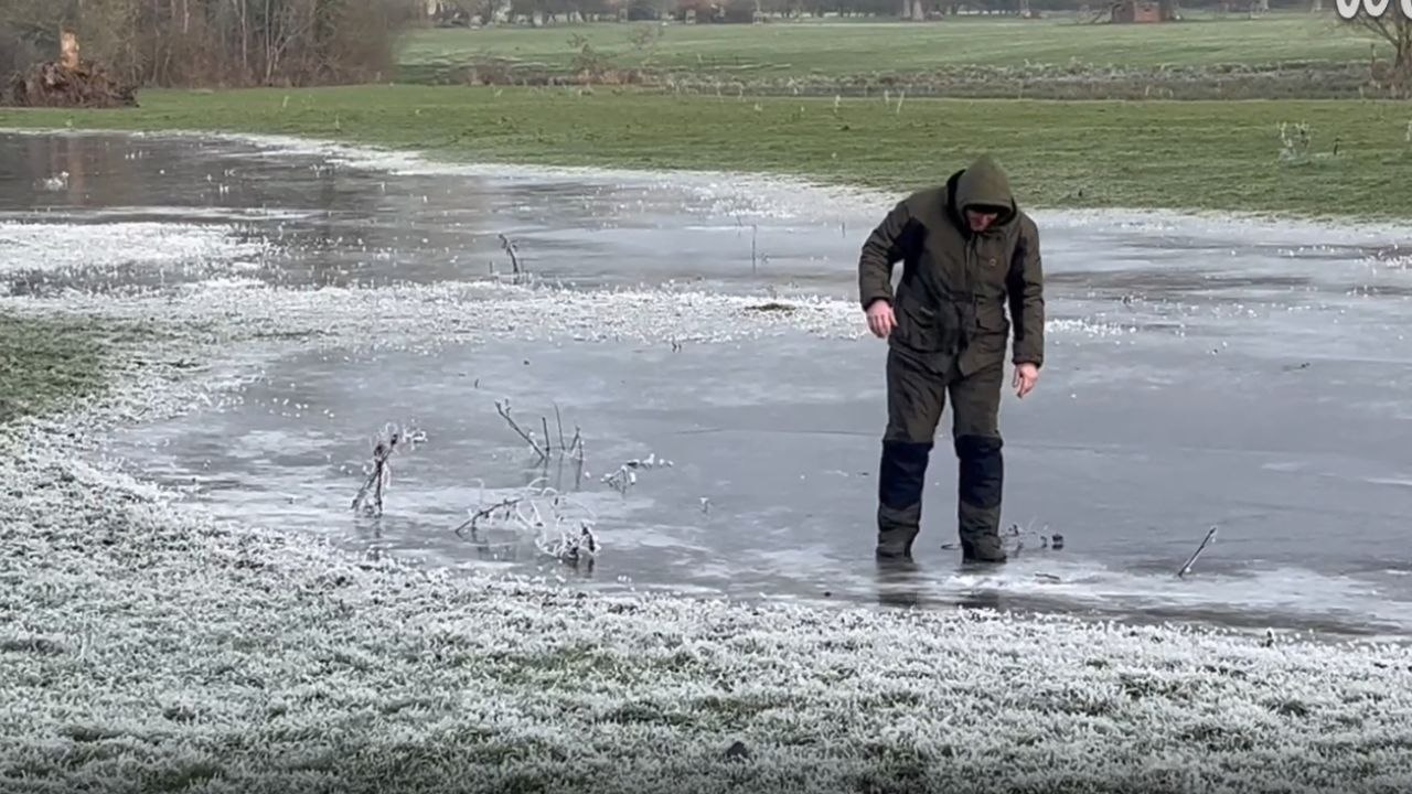 Slippery Spill: Angler's Misadventure on Ice