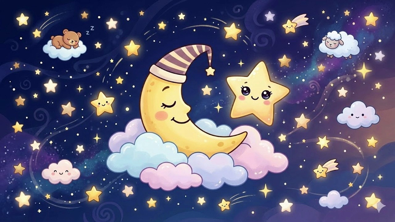 👶Lullaby for Babies to Sleep 4K - Soft Music Box & Stars