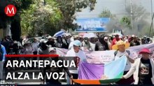 Pobladores de Arantepacua protestan en Morelia y exigen justicia por operativo de 2017