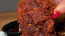 The saucy HOT CHICKEN TENDERS from Namkeen in l Brooklyn NYC & locations in NJ! 🍗🔥 #DEVOURPOWER