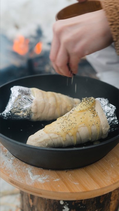 Tasty trdelnik on a campfire