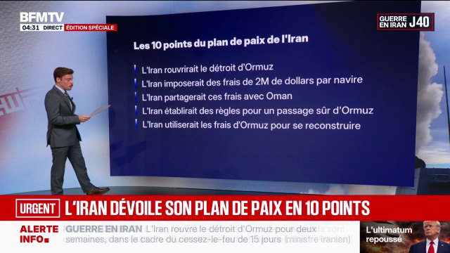 Guerre en Moyen-Orient: l'Iran dévoile son plan de paix en dix points