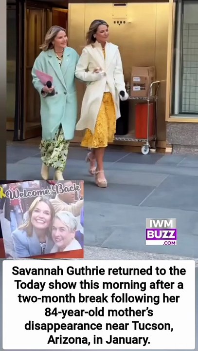 Savannah & Jenna: From Co-Anchors to Soul SistersSavannah Guthrie returned to the Today show this morning after a two-month break following her 84-year-old mother’s disappearance near Tucson, Arizona, in January.