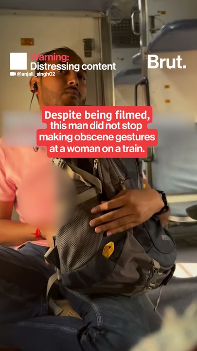 Despite being filmed, a man did not stop making obscene gestures at a woman on a train