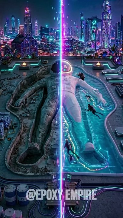 Epic Transformations | This Dubai Pool Cost $1M… Wait for It 🤯#epoxy #dubai #beforeafter  #luxury