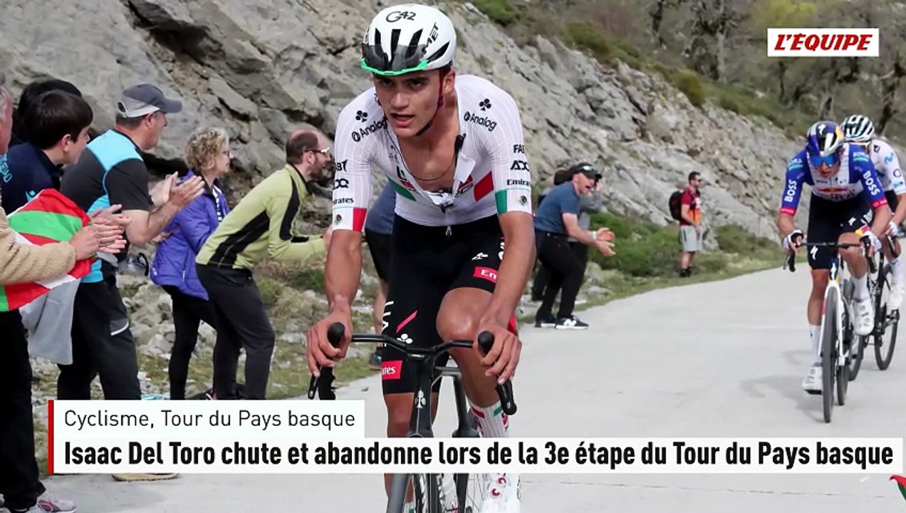 Isaac Del Toro chute et abandonne lors de la 3e étape du Tour du Pays basque - Cyclisme - Tour du Pays Basque