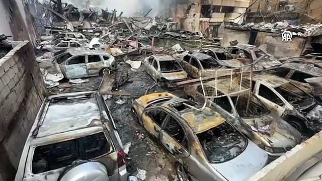 İsrail'in Beyrut'a düzenlediği şiddetli saldırılar nedeniyle bölgede oluşan yıkım görüntülendi