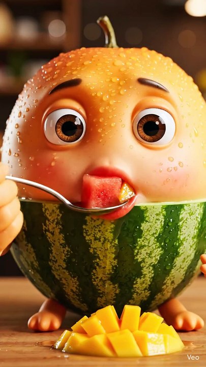 Eating video of asmr mango watermelon