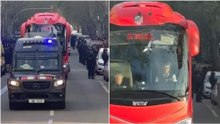 Vuelven a romper dos lunas del autobús del Atlético a su llegada al Camp Nou