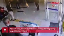 Banka şubesinde satırla gasp girişimi