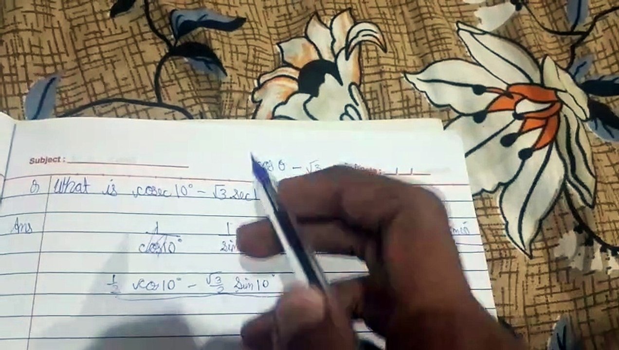 What is cosec10 - root3 sec 10 degree value