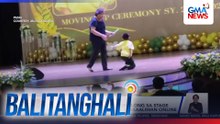Kindergarten student na gumulong sa stage bago tanggapin ang award, kinaaaliwan online | Balitanghali