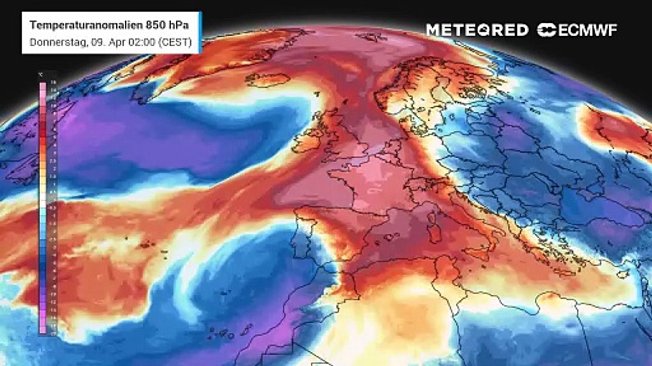 Eine krasse Temperaturgrenze mitten über Deutschland! Im Südwesten sehr warm, im Nordosten eher frisch!