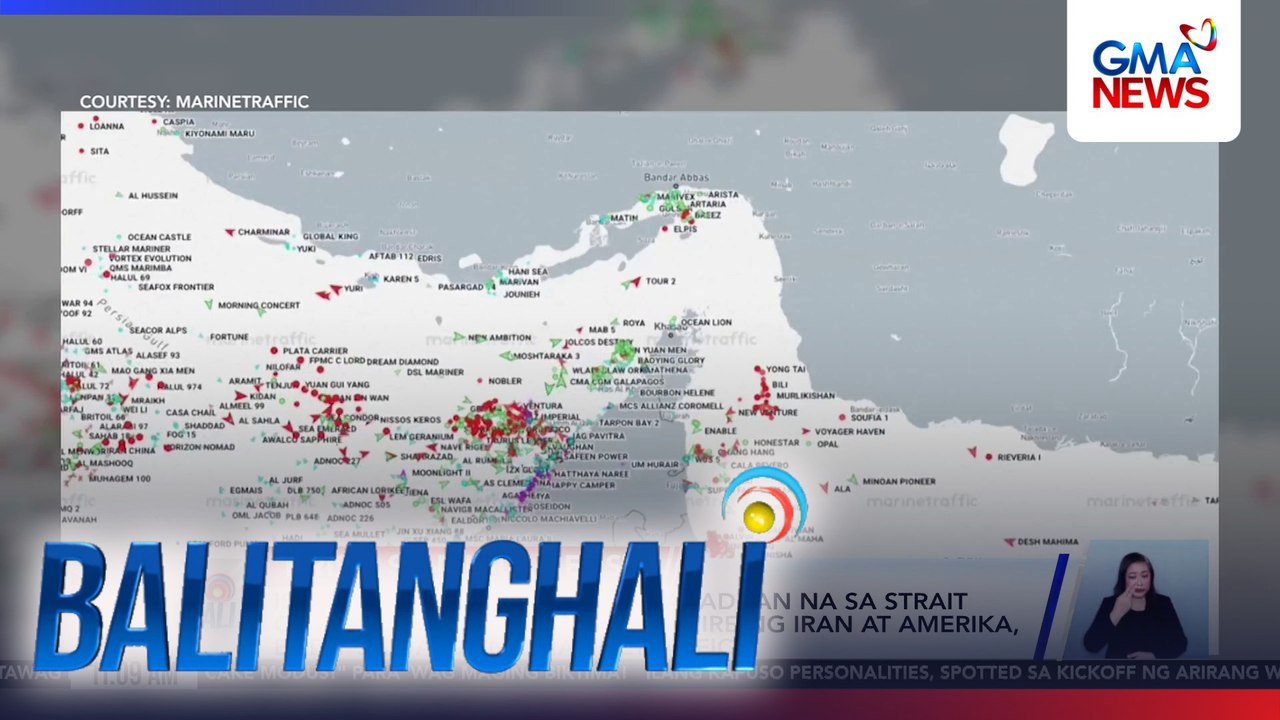 Isang non-Iranian vessel, nakadaan na sa Strait of Hormuz sa gitna ng ceasefire ng Iran at Amerika, batay sa datos ng MarineTraffic | Balitanghali