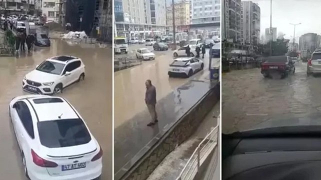 Mardin'in Kızıltepe ilçesinde sağanak; yollar göle döndü