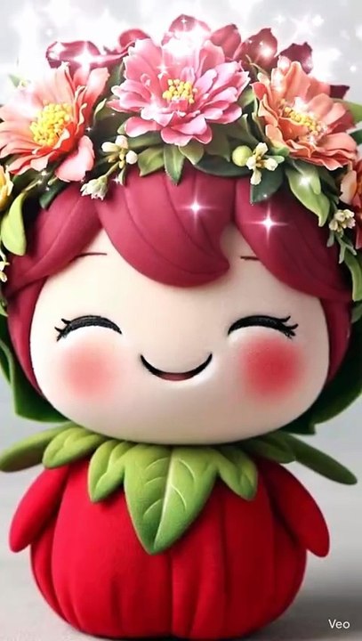 Cute Red Flower Doll 🌺 | Adorable Smiling Character That Will Melt Your Heart ❤️