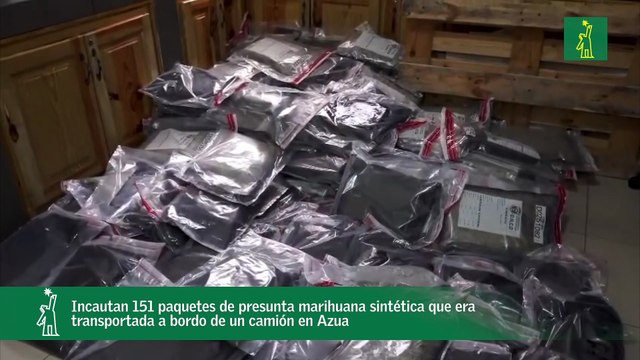 Incautan 151 paquetes de presunta marihuana sintética que era transportada a bordo de un camión en Azua