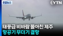 태풍급 비바람 몰아친 제주...항공기 무더기 결항 / YTN