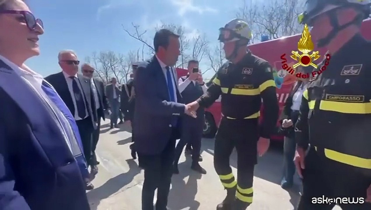 Crollo ponte sul Trigno, sopralluogo del ministro Salvini