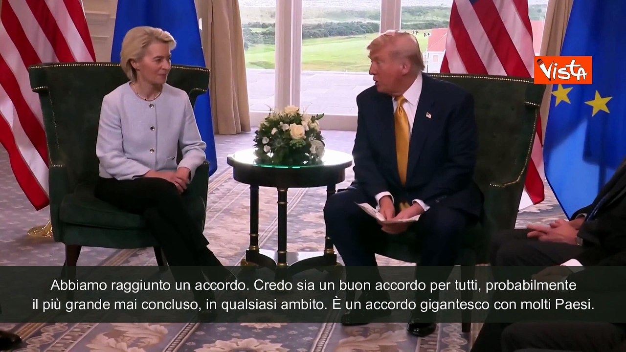 Dazi, Trump: "L'Ue acquisterà 750 mld di dollari di energia e investirà 600 mld in Usa"
