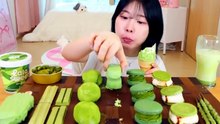 ASMR MUKBANG | Matcha Green tea Dessert Party! Ice Cream, Macaron, Mochi, Cookie, Chocolate.