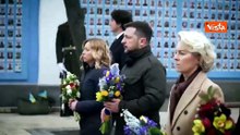 La visita di Meloni, Zelensky e von der Leyen al Muro della memoria dei caduti per l'Ucraina
