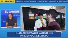 Zona mixta de Ilias Akhomach tras la victoria del Rayo ante el AEK