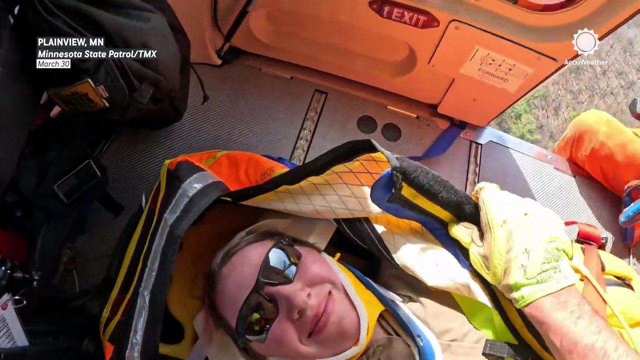 Rescue crews airlift injured officer after 20-foot fall in Minnesota