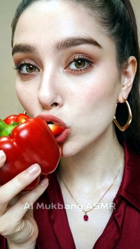 ASMR Red Bell Pepper Eating Sounds | Crunchy Mukbang No Talking
